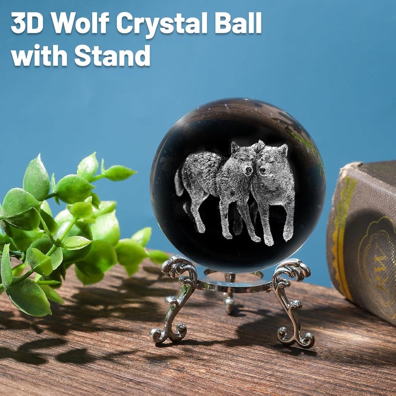 PYJ3DLAMP كرة كريستال 3D مع ذراع لأسد محفور بالليزر زينة ذئب هدية - Image 3